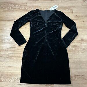 L'AGENCE Long Sleeve V-Neck Black Dress NWT